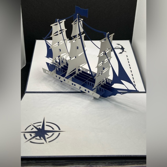 White sailboat pop up card for dad or any occasion with envelope - Picture 3 of 3